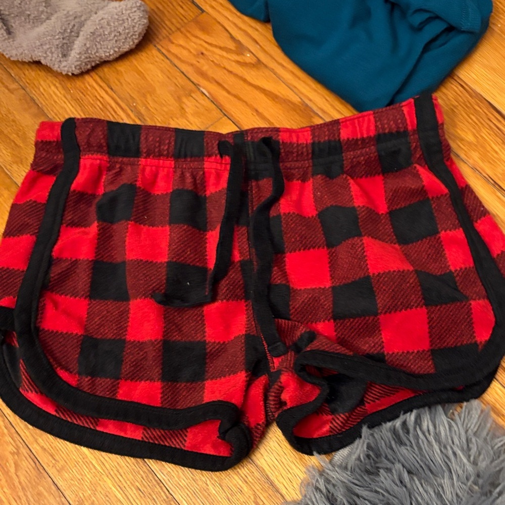 Aeropostale Red and Black Plaid Athletic Shorts